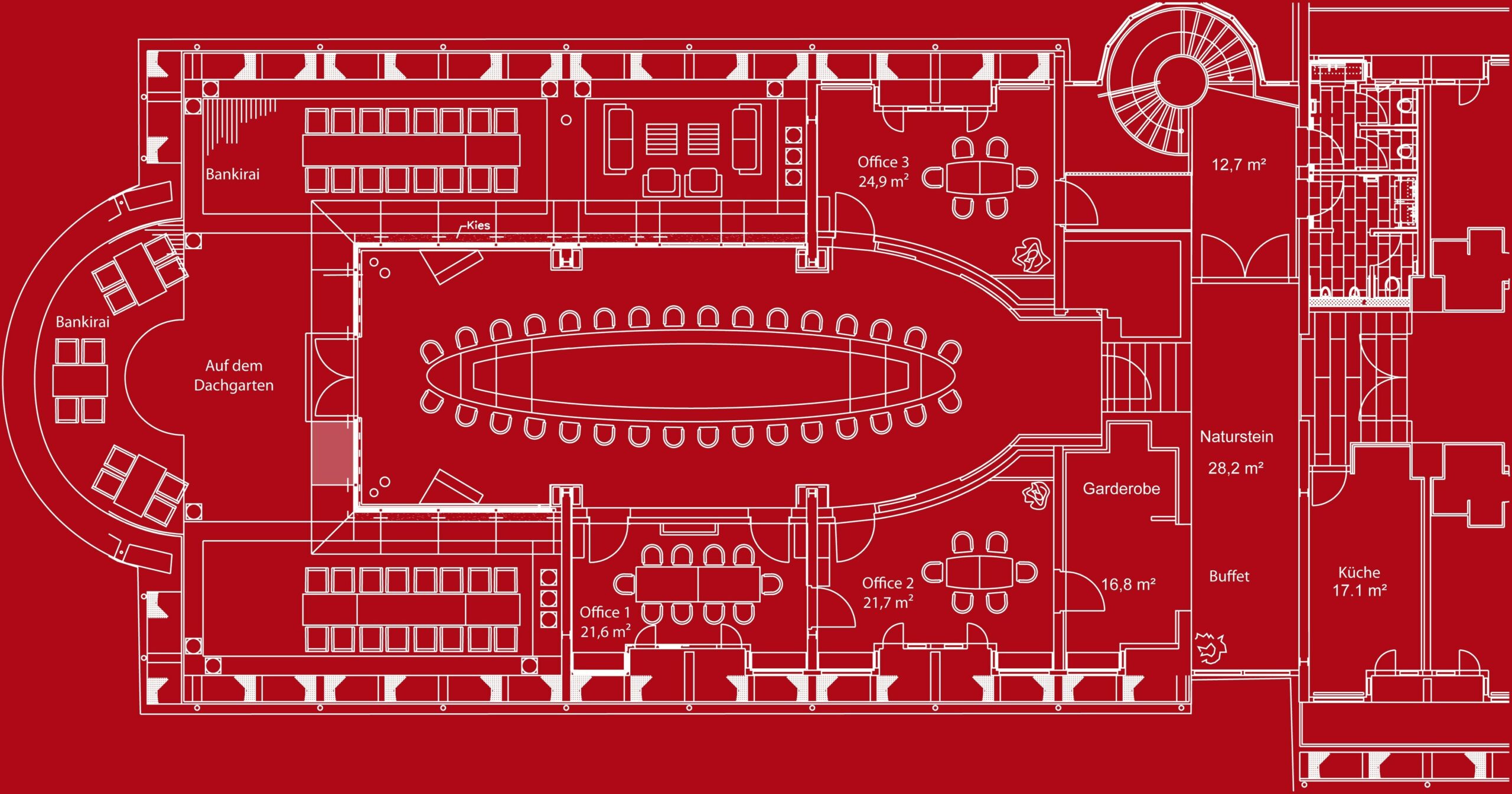 Plan des Grundrisses der Zeppelin Lounge