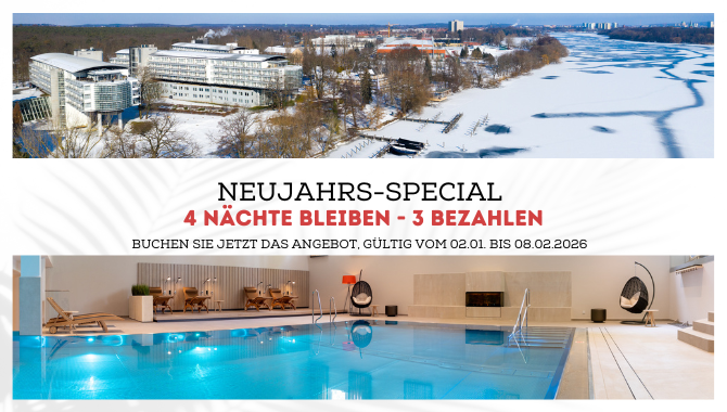 Das Kongresshotel Potsdam bietet ein Winterspecial "4 Nächte bleiben - 3 bezahlen" an.