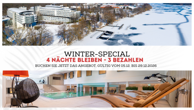 Winter-Special des Kongresshotels Potsdam: 4 Nächte bleiben, nur 3 bezahlen. Buchbar vom 05. bis 29. Dezember 2026.